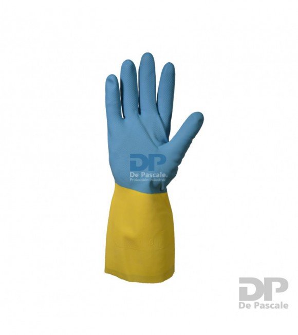 GUANTE GOMA/NEOPRENO DPS AMARILLO/CELESTE T9